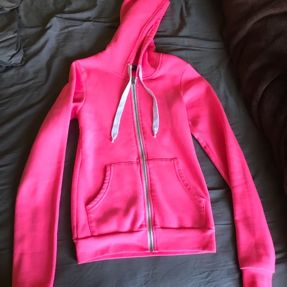 Bright Pink Zip Up Sweater - Picture 2 of 6